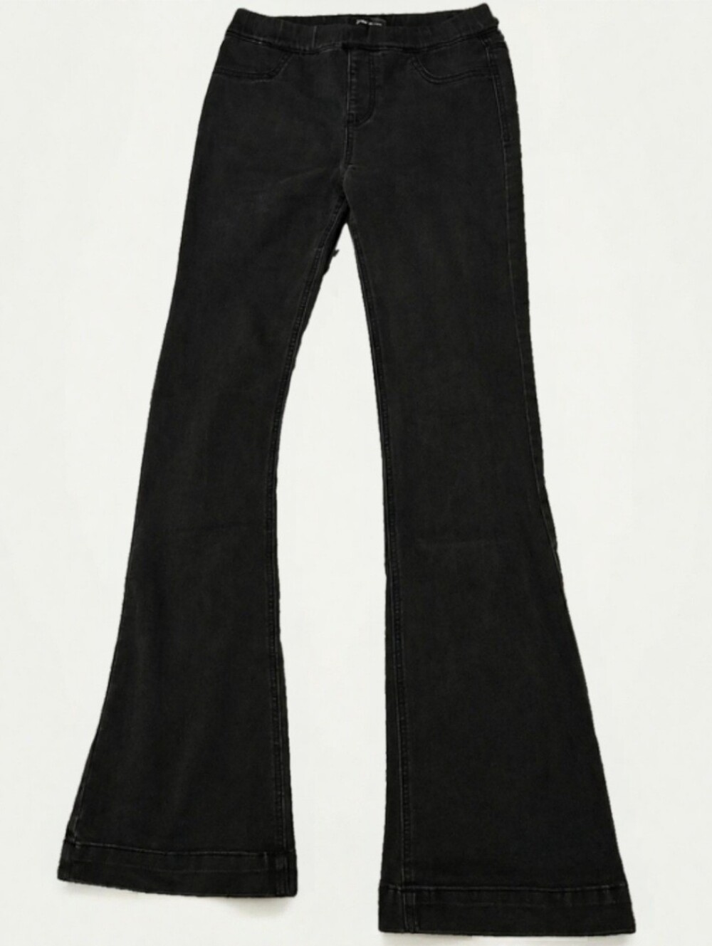 Yes Doll Black Pull-On Flare Jeans Women's Size 18 Stretch High Rise Y2K